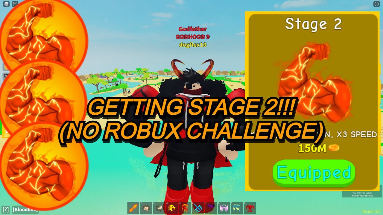 Getting Stage 2 In Lifting Simulator (No Robux Challenge.)
