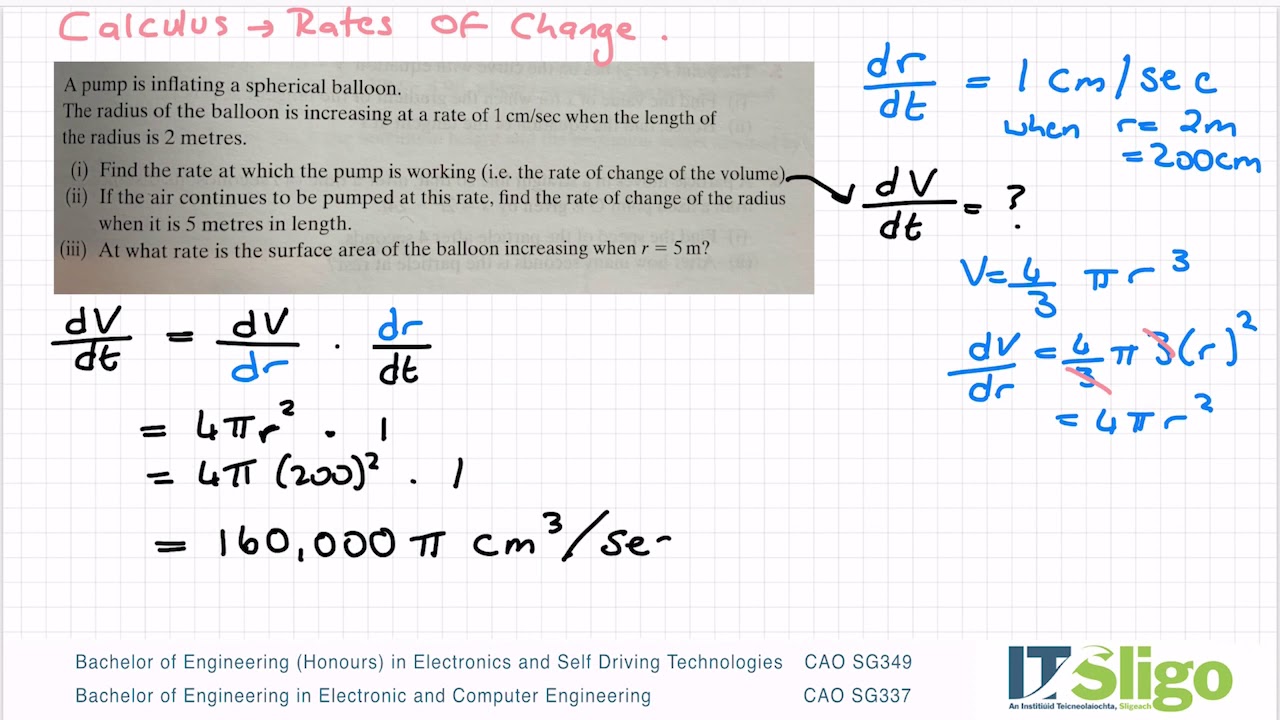 Calculus Rates of Change Example 2 Leaving Cert Higher Level Maths