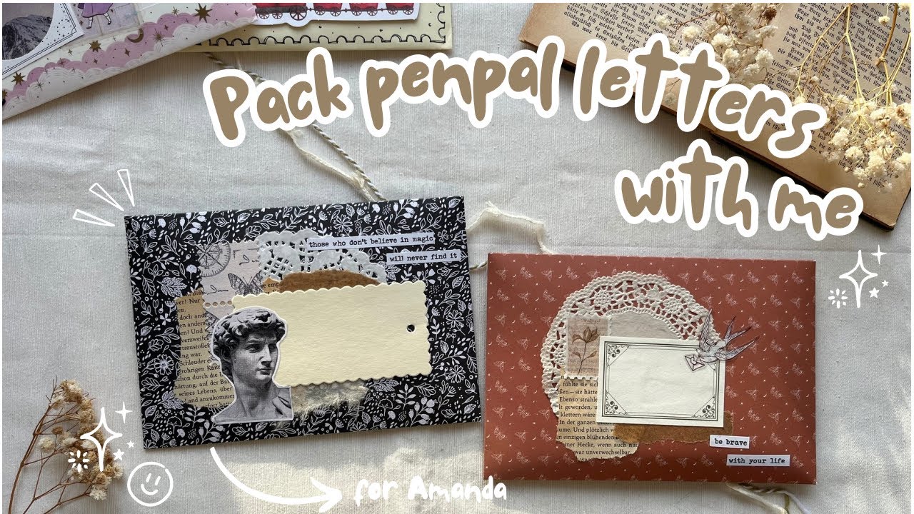 Pack Penpal letters with me - vintage / cute - asmr and lofi, no talking Penpal / Diy / Journal👩🏼‍🎨