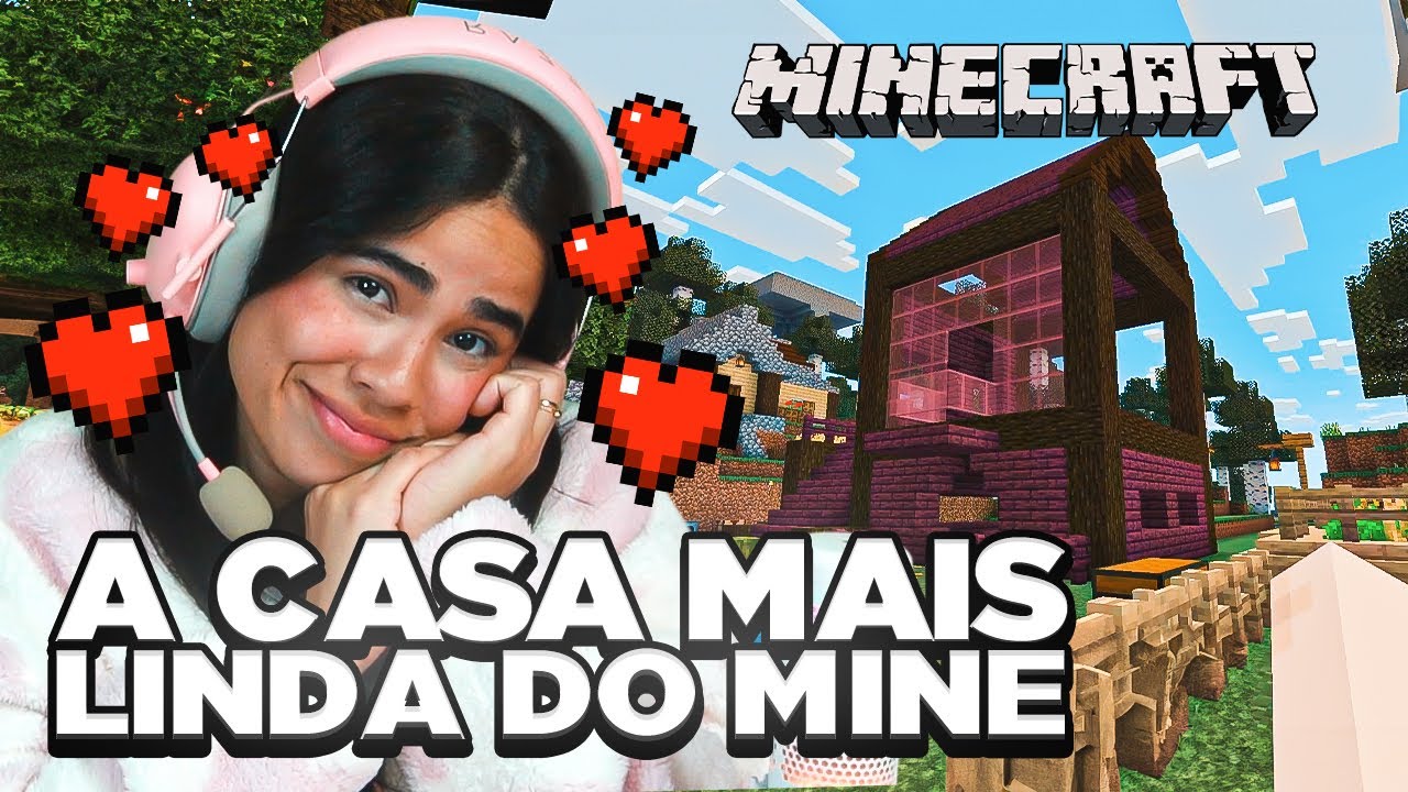 SEGUNDO DIA CONSTRUINDO MINHA CASA ROSA DO 0 NO MINECRAFT
