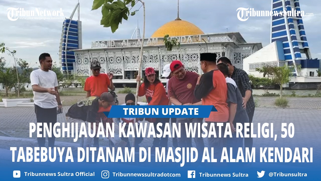 50 Pohon Tabebuya Ditanam di Kawasan Parkir Masjid Al Alam Kendari Sulawesi Tenggara