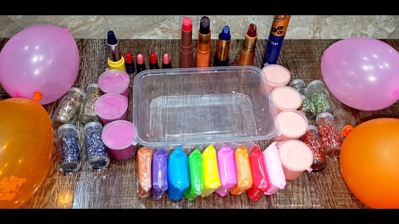 ASMR Mixing Clay, Lipstick , Glitter and More into  Slime! #lipstick #satisfying #relaxing #asmr