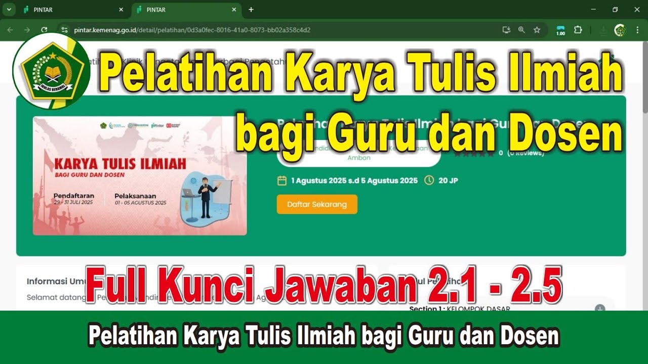 Full Kunci Jawaban Pelatihan Karya Tulis Ilmiah bagi Guru dan Dosen