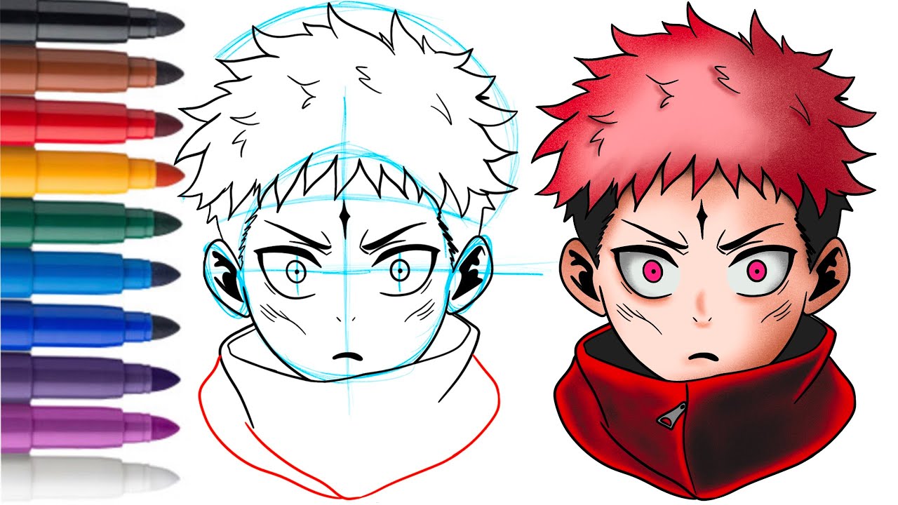 Comment apprendre à dessiner YUJI ITADORI | JUJUTSU KAISEN étape par étape facilement