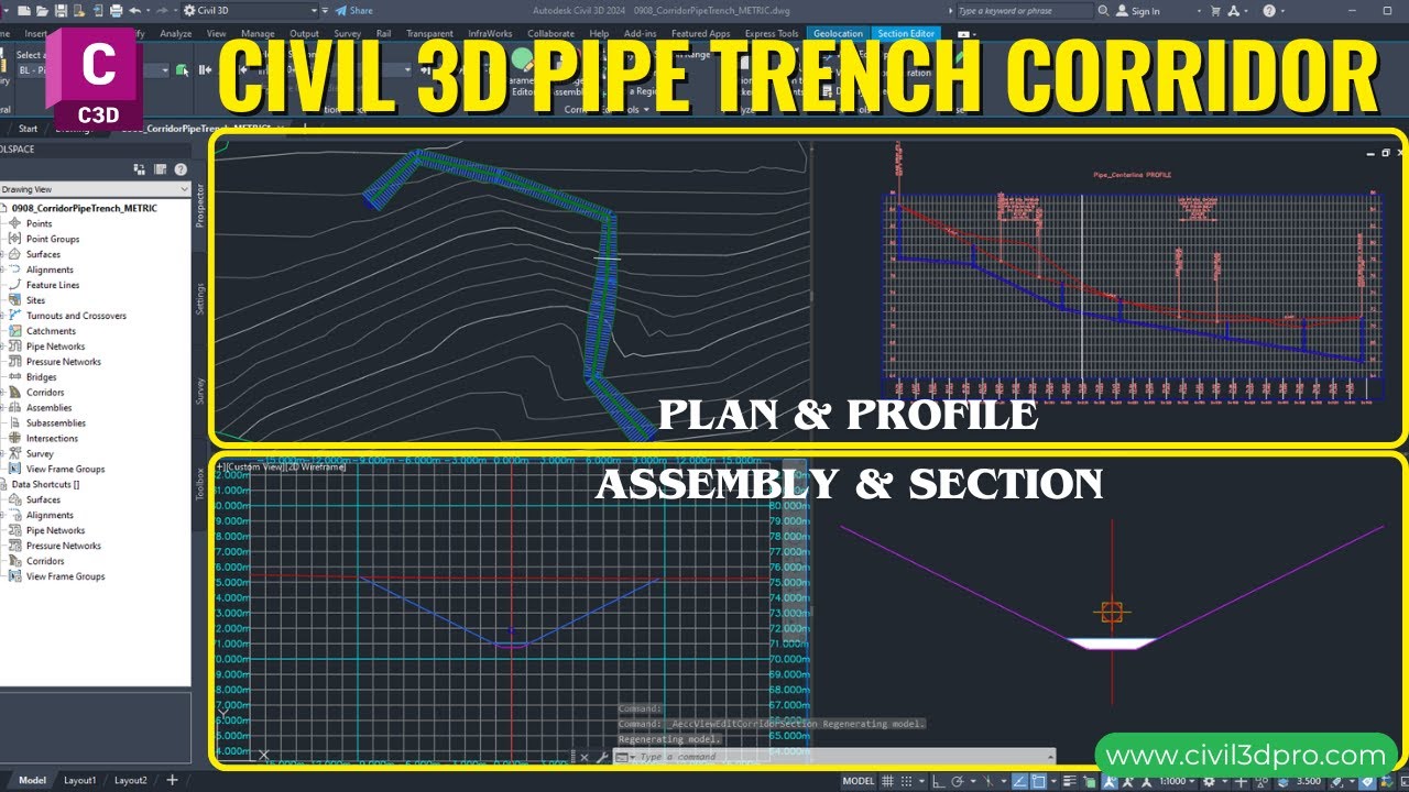 9.8 Как создать коридор для трубопровода в Civil 3D | Полный курс повышения квалификации по AutoC...