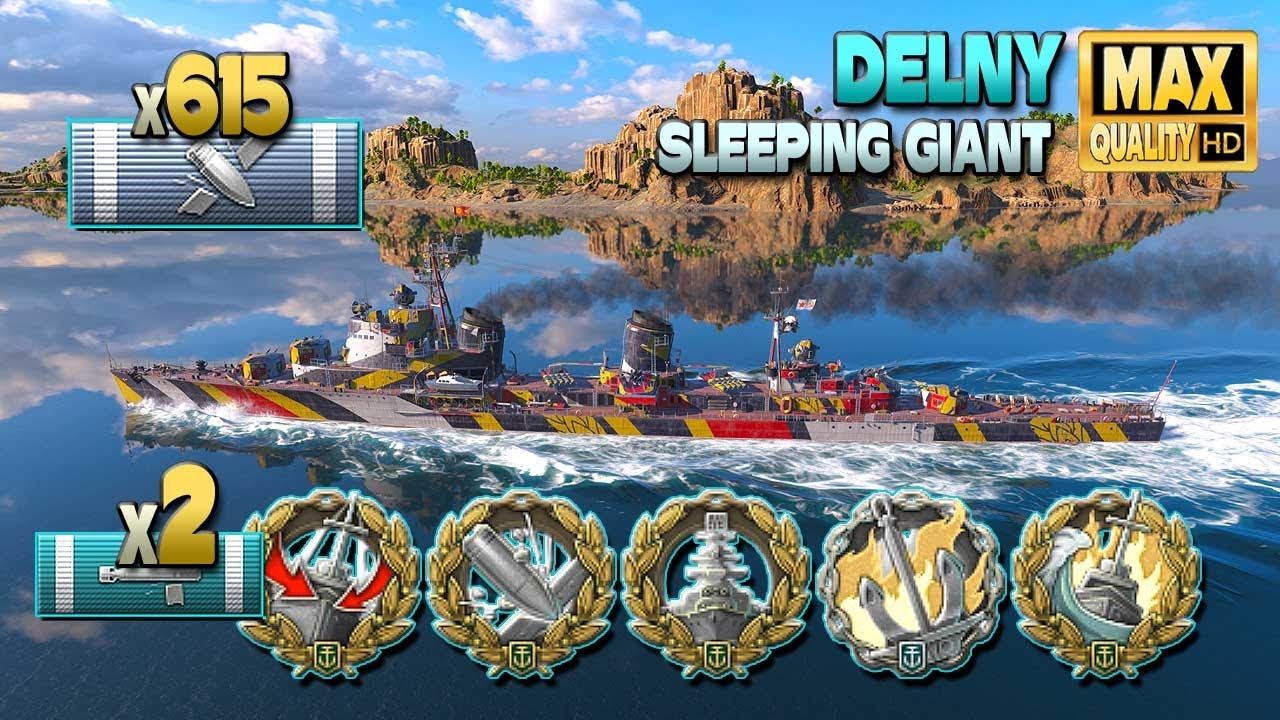 Эсминец Дельны: Эффективен на карте Sleeping Giant - World of Warships