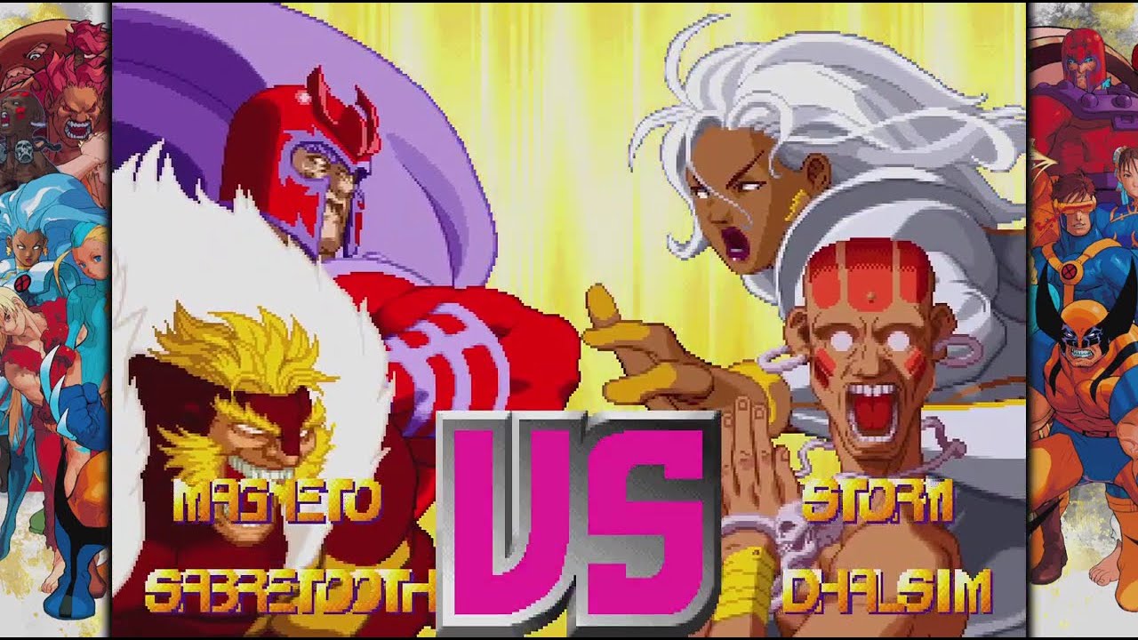 Magneto and Sabretooth vs Storm and Dhalsim 