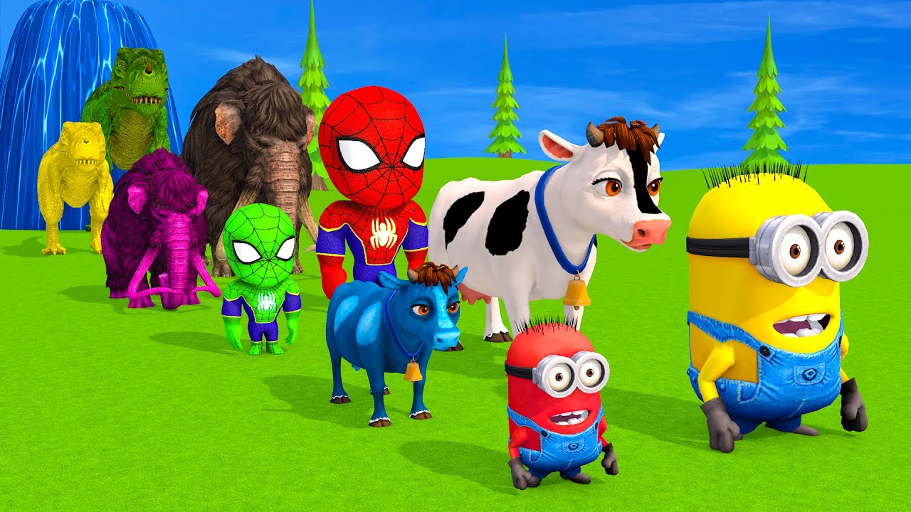 Long Slide Game With Cow Elephant Gorilla Hippopotamus Tiger 3d Animal Game Funny 3d Animals