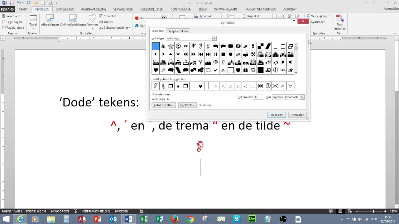 Word1 Speciale tekens en symbolen Speciale tekens invoegen