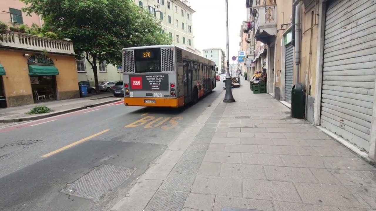 Arrivo e Partenza Bus linea 270 (AMT Genova, 8828)