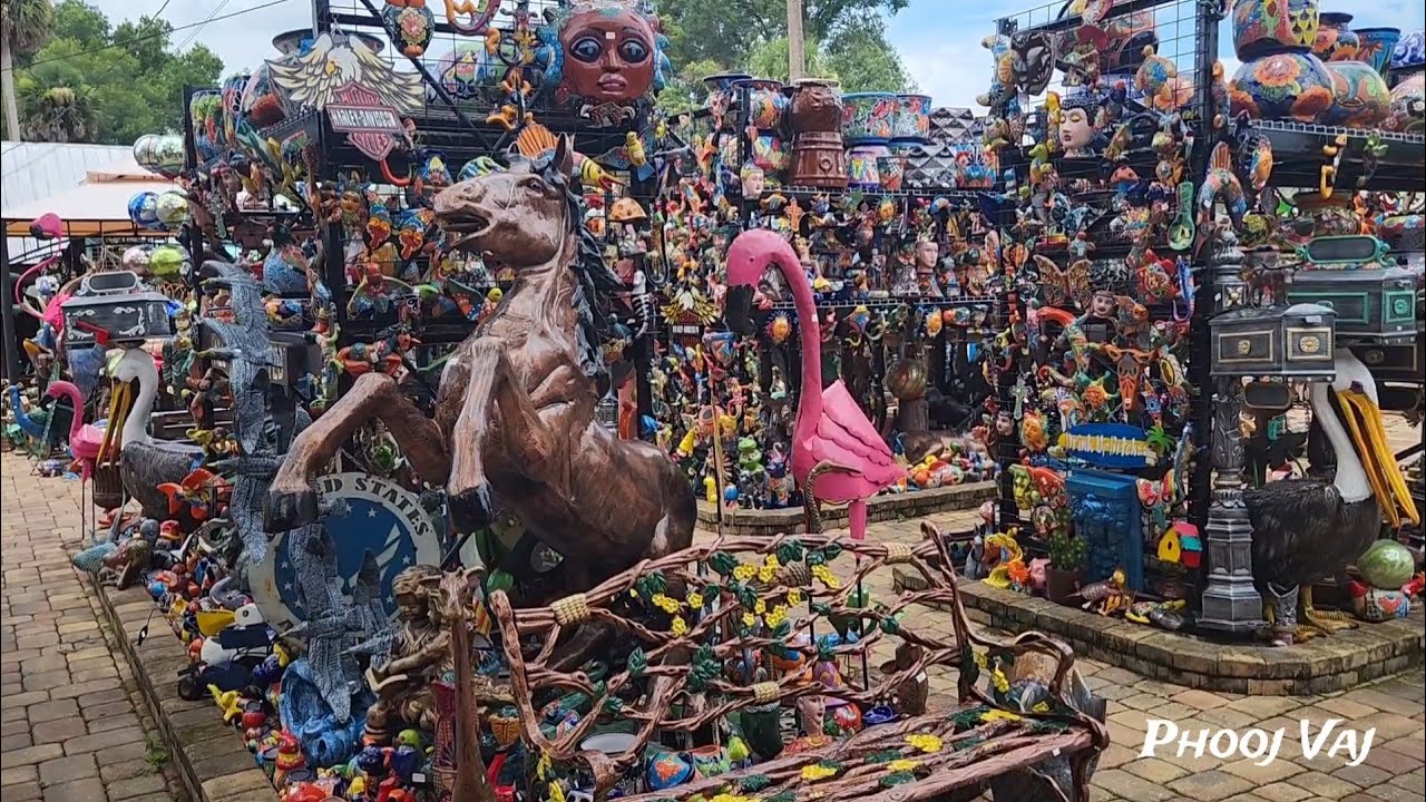 Handcrafted Statues at Barberville Yard Art Emporium #clayart #gardenart #roadsideattraction #crafts