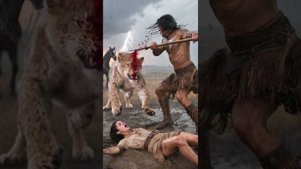 😱😱lion attacked Apache warrior saved her life