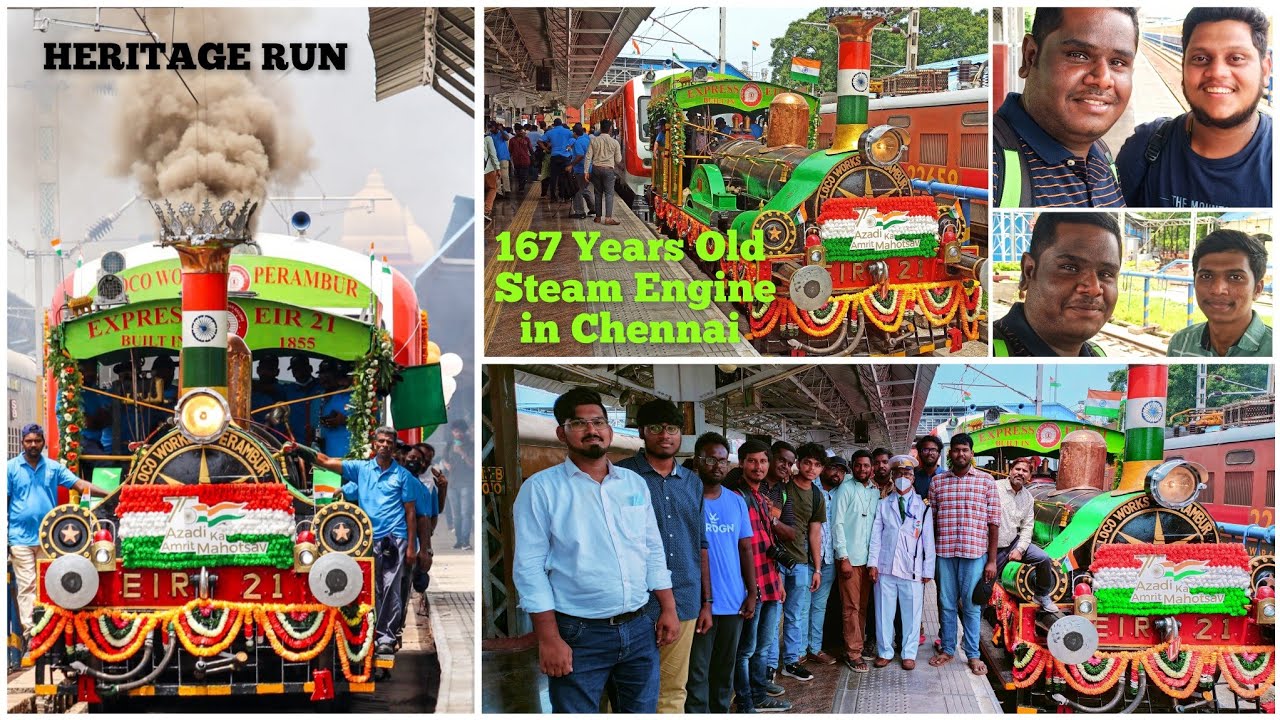 167 YEARS OLD STEAM ENGINE || HERITAGE RUN || CHENNAI TO KODAMBAKKAM || 🇮🇳 INDEPENDENCE DAY SPECIAL