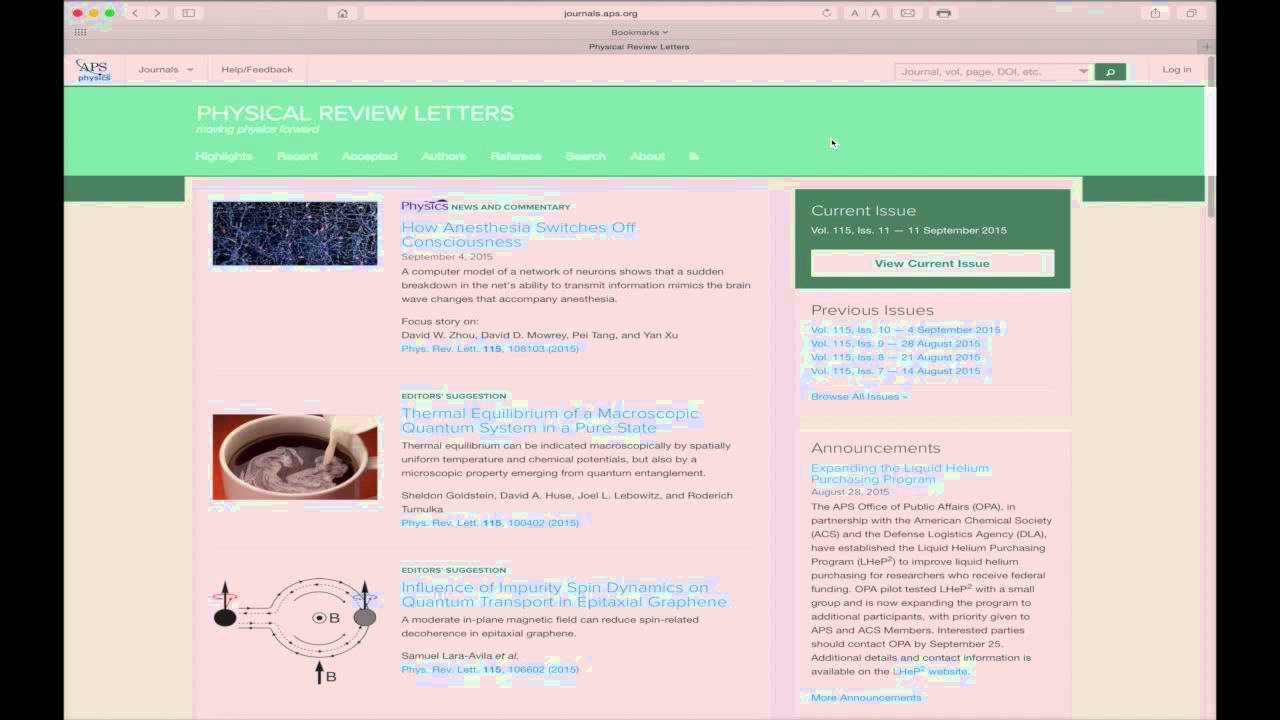 Navigating the APS Physical Review Journals Online