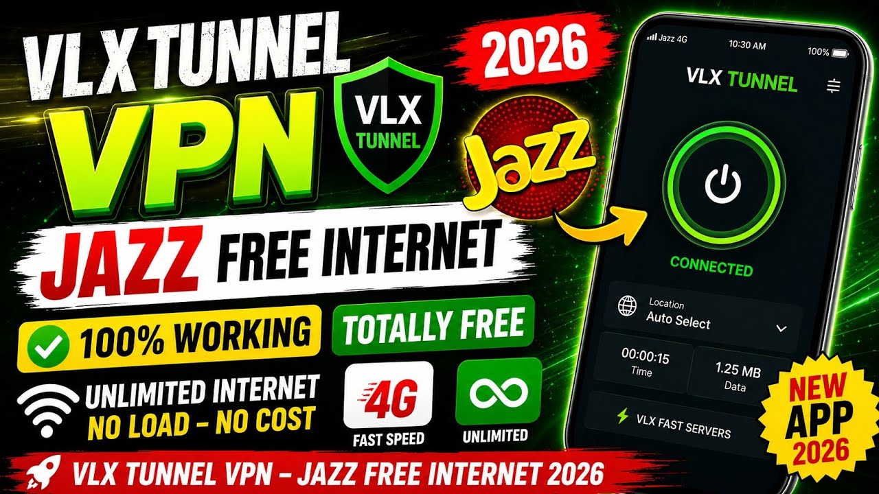 VLX Tunnel VPN Jazz Free Internet 2026 🔥 | New App & VPN Settings | Complete Guide 
