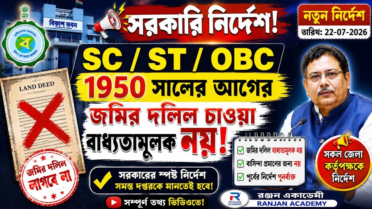 OBC/SC/ST Caste Certificate Re-verification: Land Deeds from Before 1950 Are Not Mandatory.