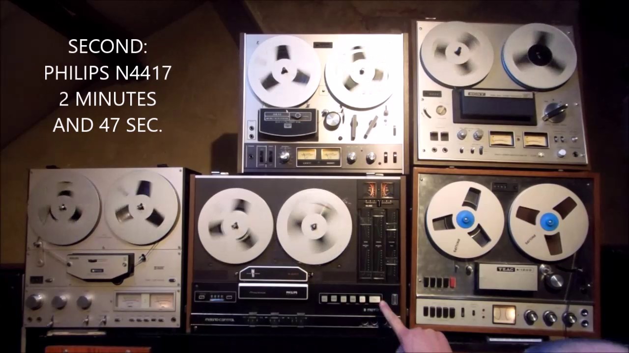 THE BIG FAST WIND TEST: PHILIPS N7150 + N4417, SONY TC-378,  AKAI GX-4400D, TEAC A-1200