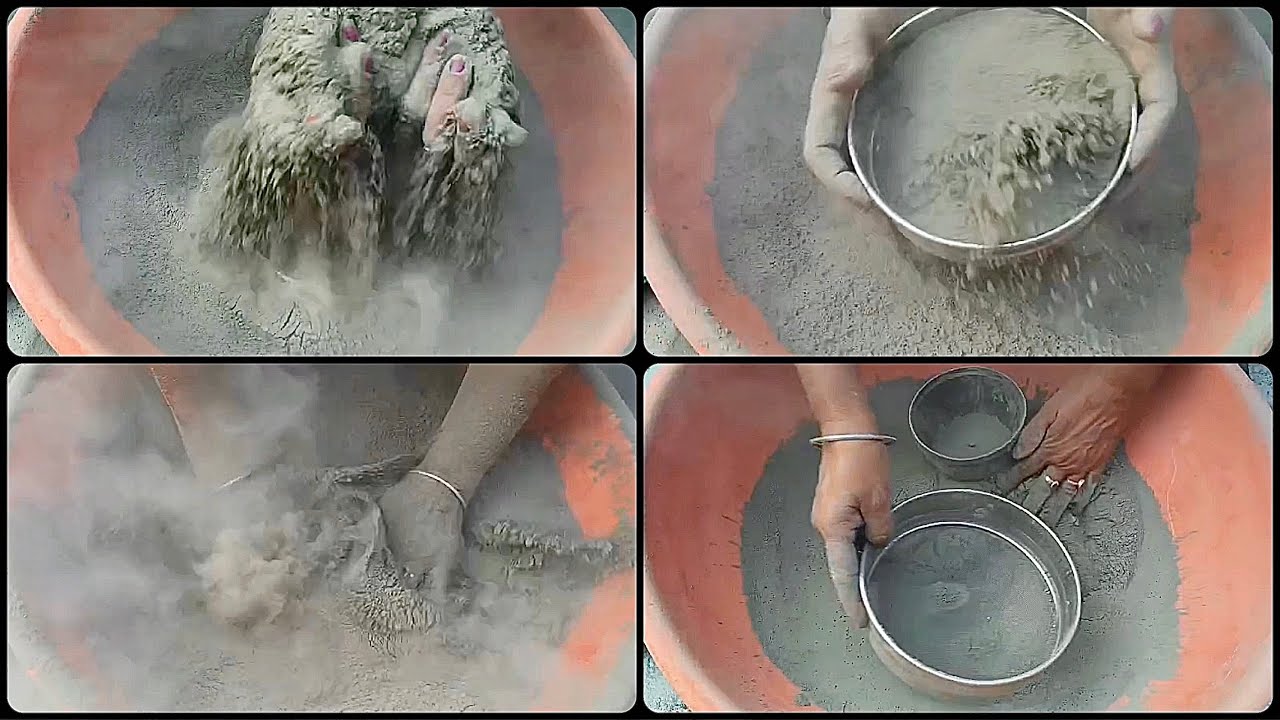 Fluffy Pure Cement Powder Sifting & Dusty Powder Play ASMR #viralasmr #stressrelief #asmrsounds