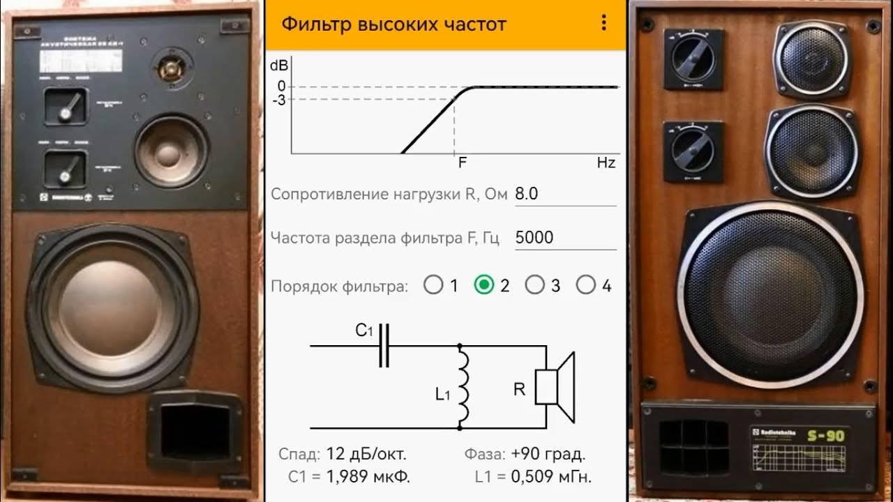 Radiotehnika S90 Переделка ВЧ фильтра под твитер 8 Ом