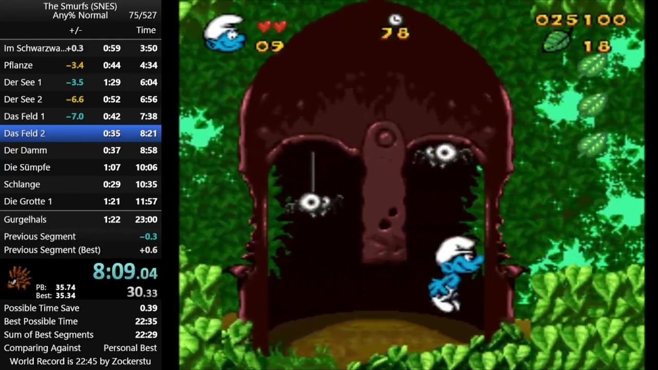 The Smurfs (SNES) - any% Normal Speedrun in 22:47