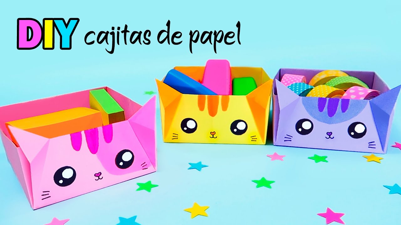 Manualidades con Papel / Cajitas de Papel DIY Organizador de Escritorio / Tutorial Origami
