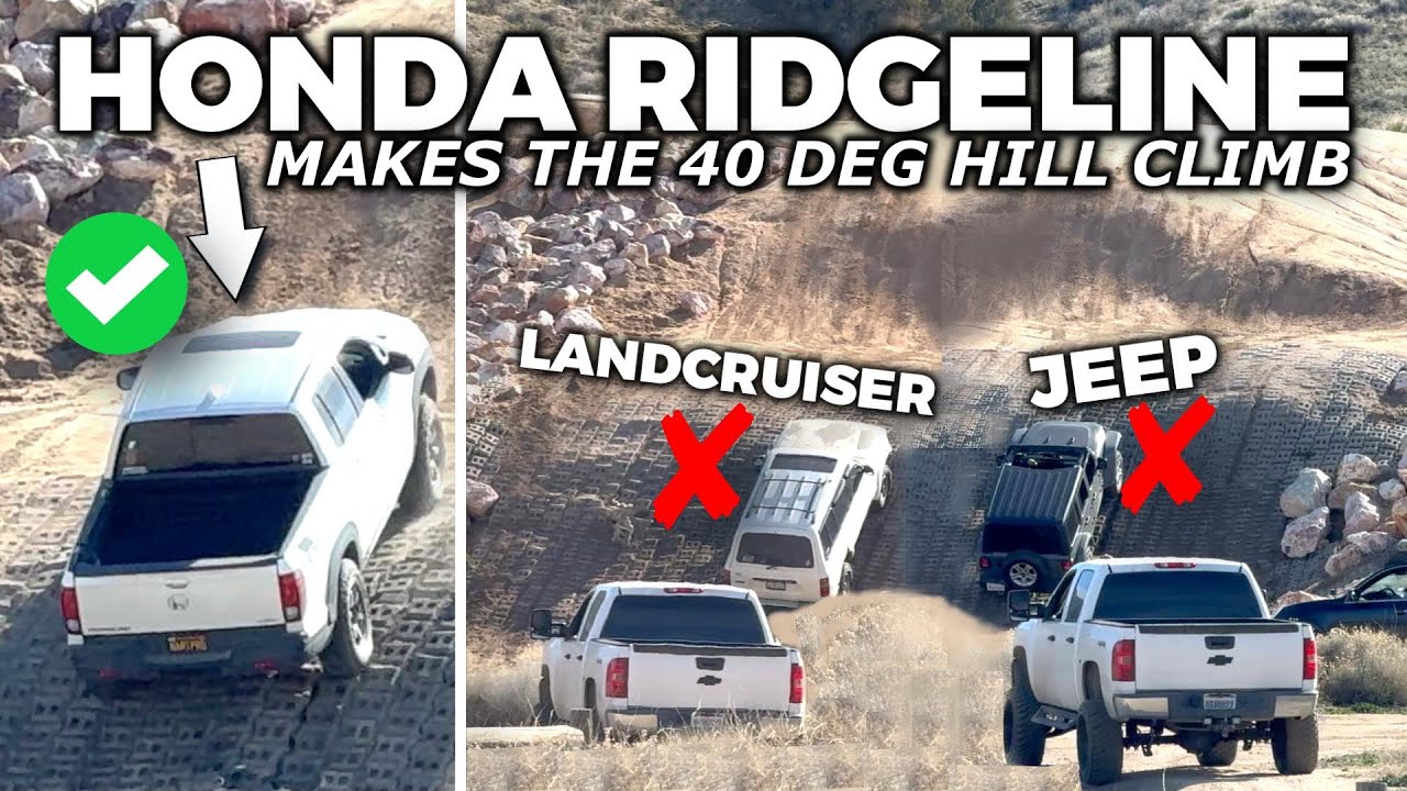 HONDA RIDGELINE против LANDCRUISER и JEEP на 40-градусном подъеме в гору!