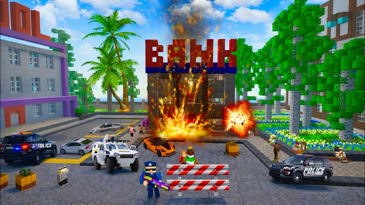 School Party Craft – Massive Fire Engulfs Bank Blast! Police & Rescue Team in Chaos!