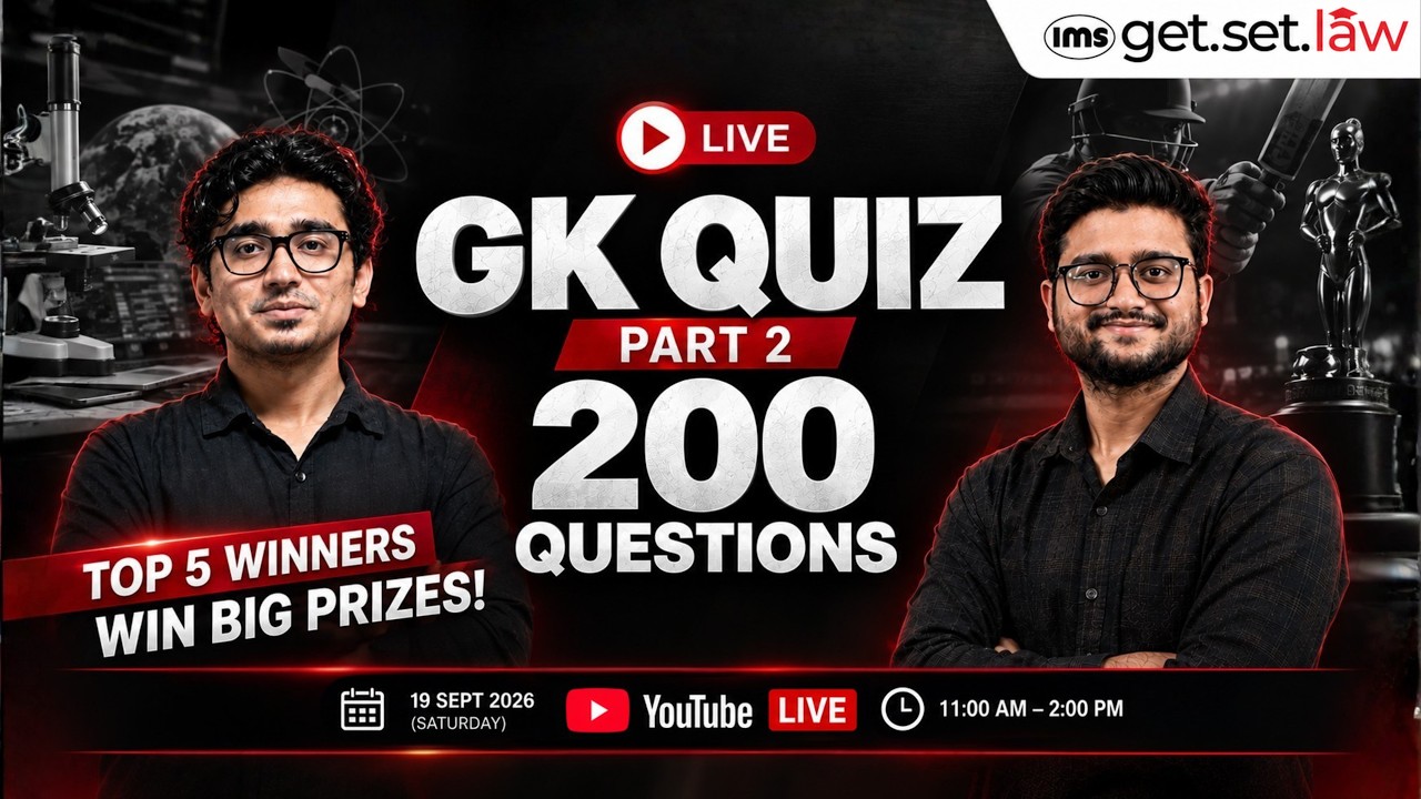 🔴 LIVE | CLAT 2027 GK Quiz Competition | 200 Current Affairs & GK Questions | Win Big PRIZES