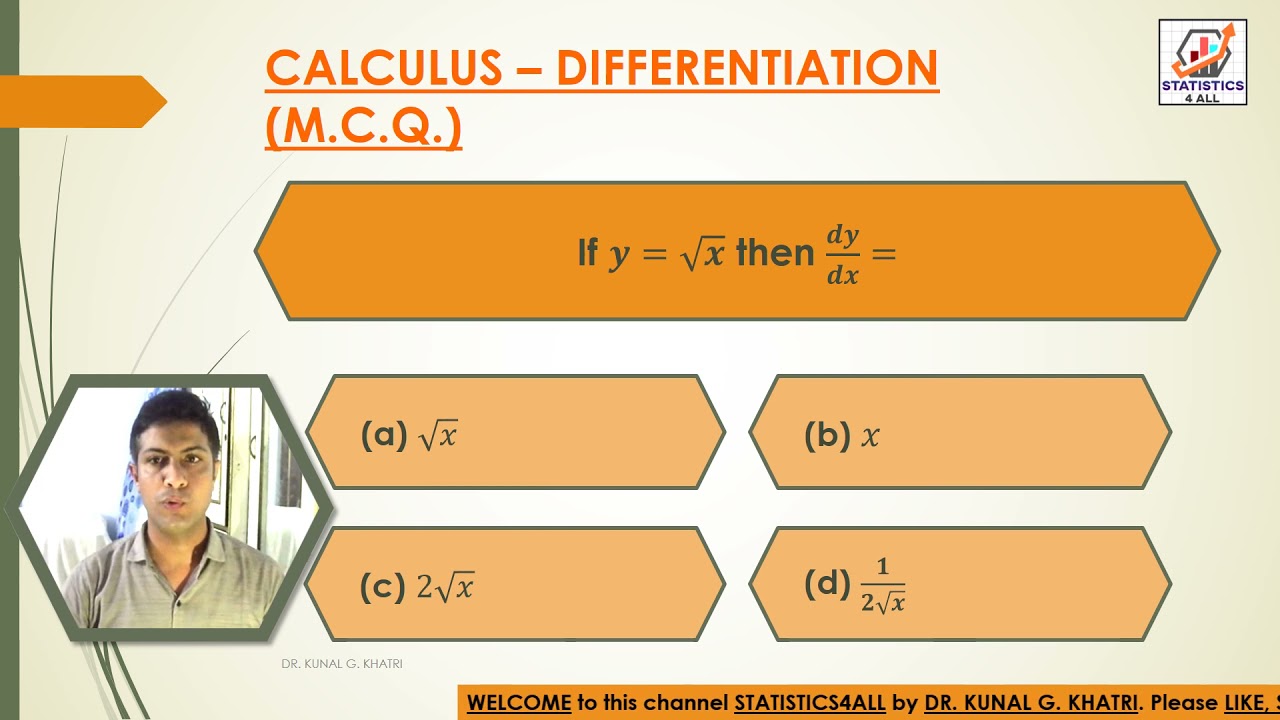 MCQ PART-1 CALCULUS DIFFERENTIATION BY DR KUNAL KHATRI #MCQ #CALCULUS #DIFFERENTIATION