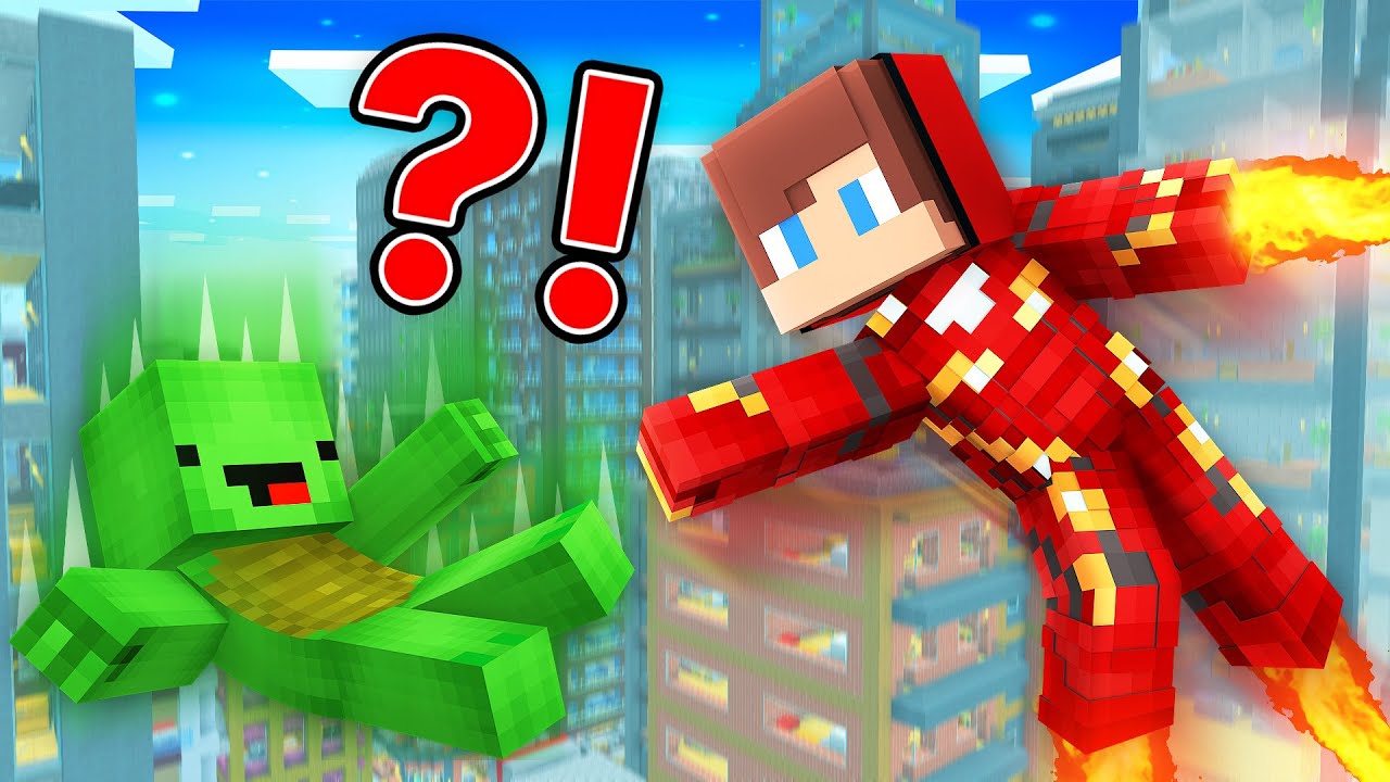 JJ Saved Mikey's Life as Iron Man - Maizen Minecraft Animation