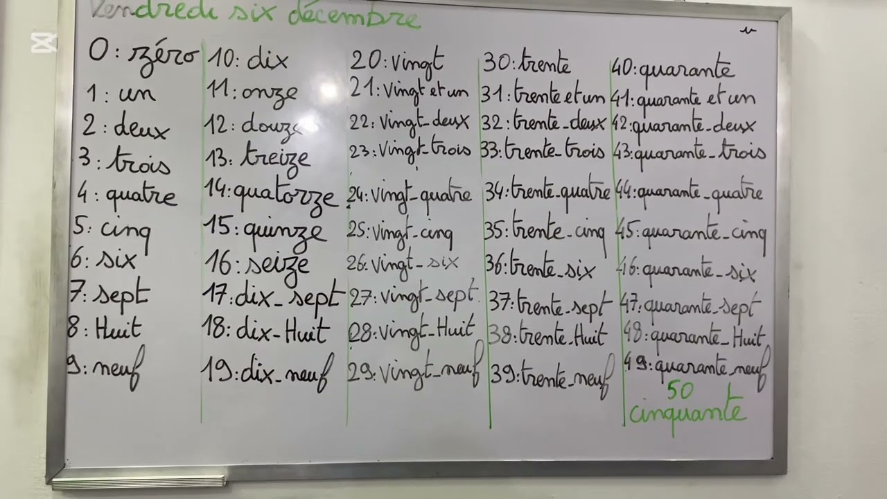 Les nombres de 0 à 50 français avec les enfants