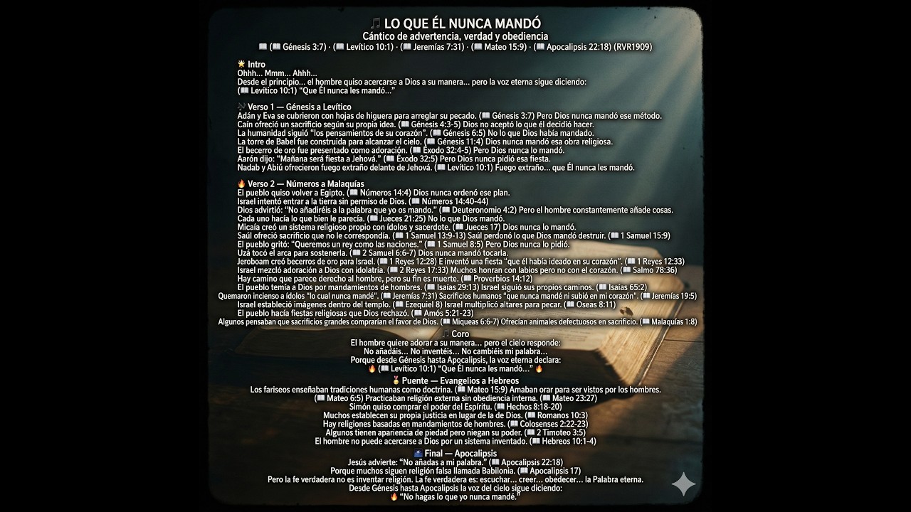 🎵 LO QUE ÉL NUNCA MANDÓ Cántico de advertencia, verdad y obediencia