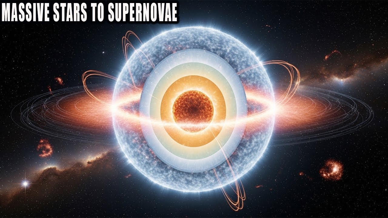 Massive Stars to Supernovae: Fusion Shells, Core Collapse, Neutrinos, and Element Creation
