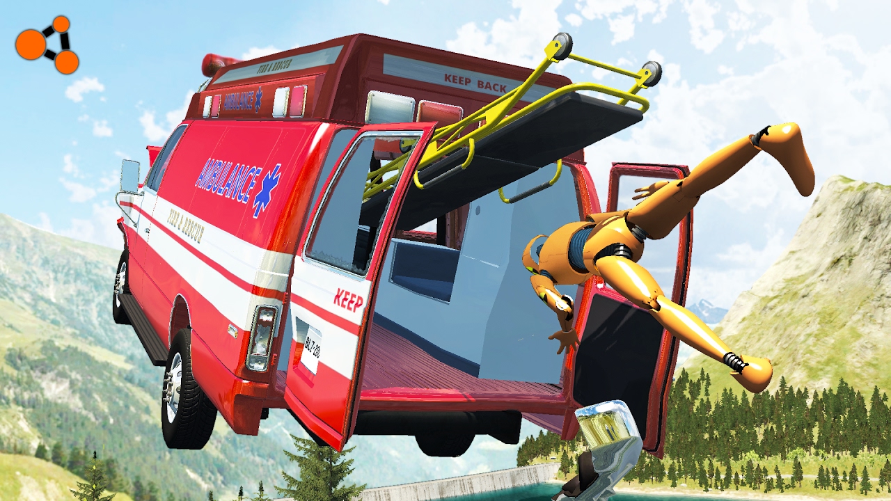 Beamng drive - Ambulance crashes with Dummy