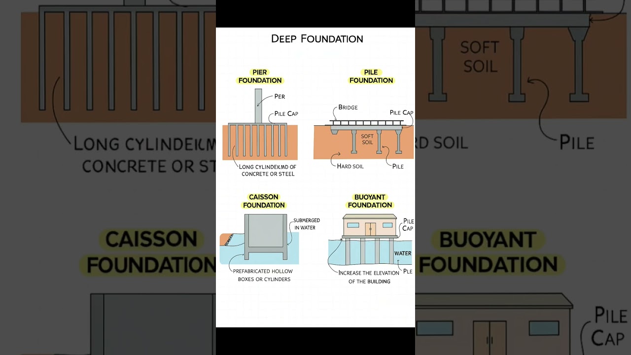 Deep Foundations | Basic Knowledge for Civil Engineering | #Shorts
