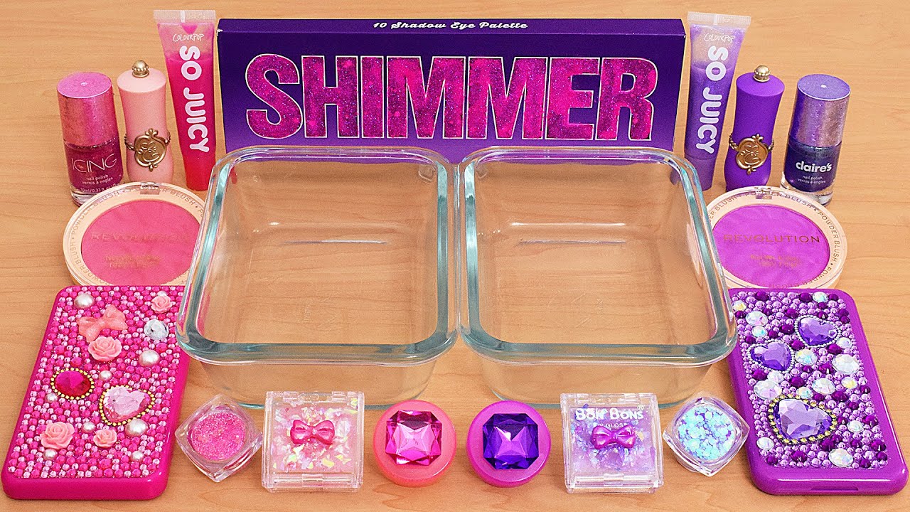 Pink vs Purple - Mixing Makeup Eyeshadow Into Slime ASMR