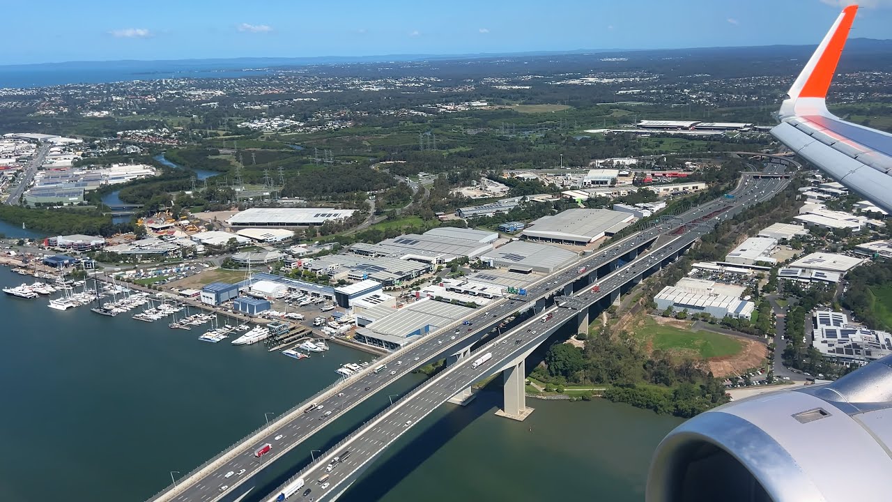 Picturesque Brisbane Landing - Full Flight Melbourne to Brisbane Jetstar JQ564  Airbus 321-200