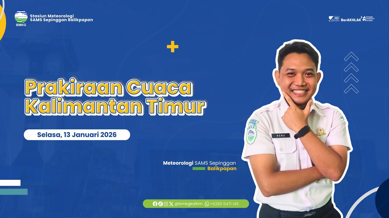Prakiraan Cuaca Rabu, 14Januari 2026 Wilayah Kalimantan Timur | BMKG Kaltim