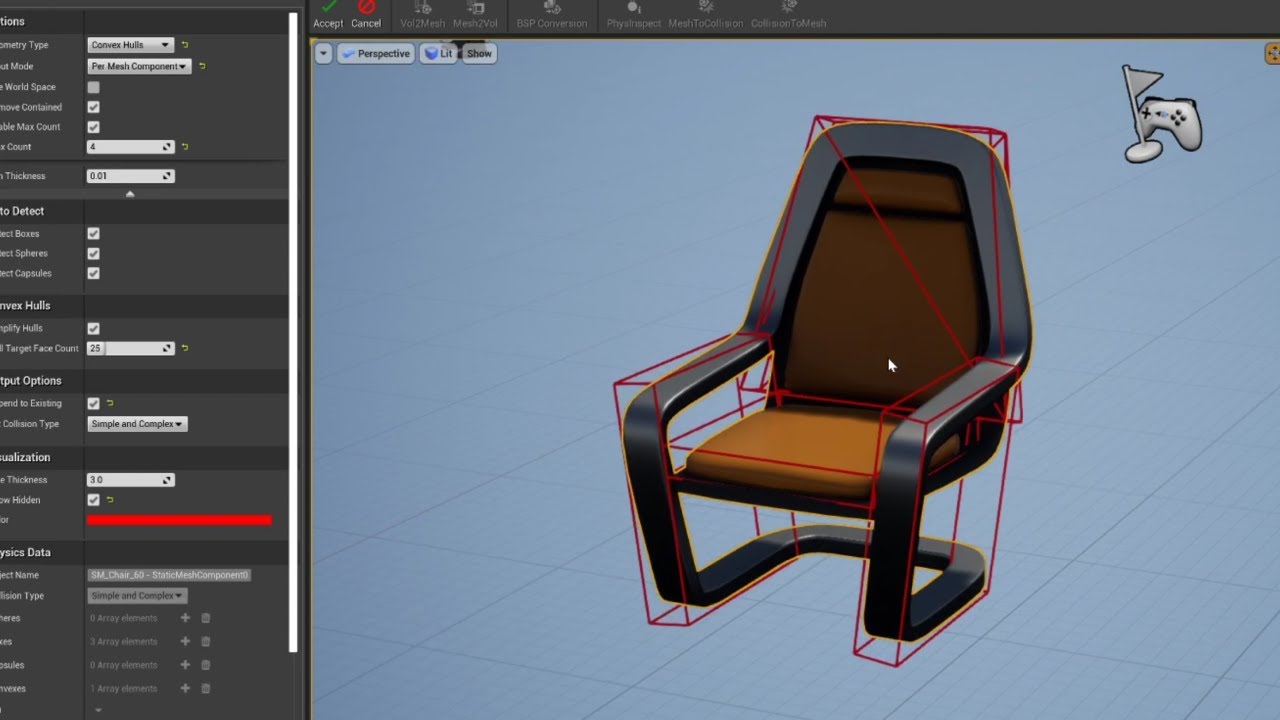 UE4.26 Создание простого столкновения с использованием режима моделирования