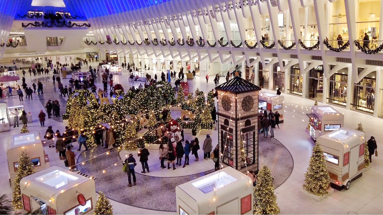 ⁴ᴷ Рождество в Нью-Йорке ✨ Праздничная ярмарка в Oculus Downtown Manhattan New York City 🎅🎄