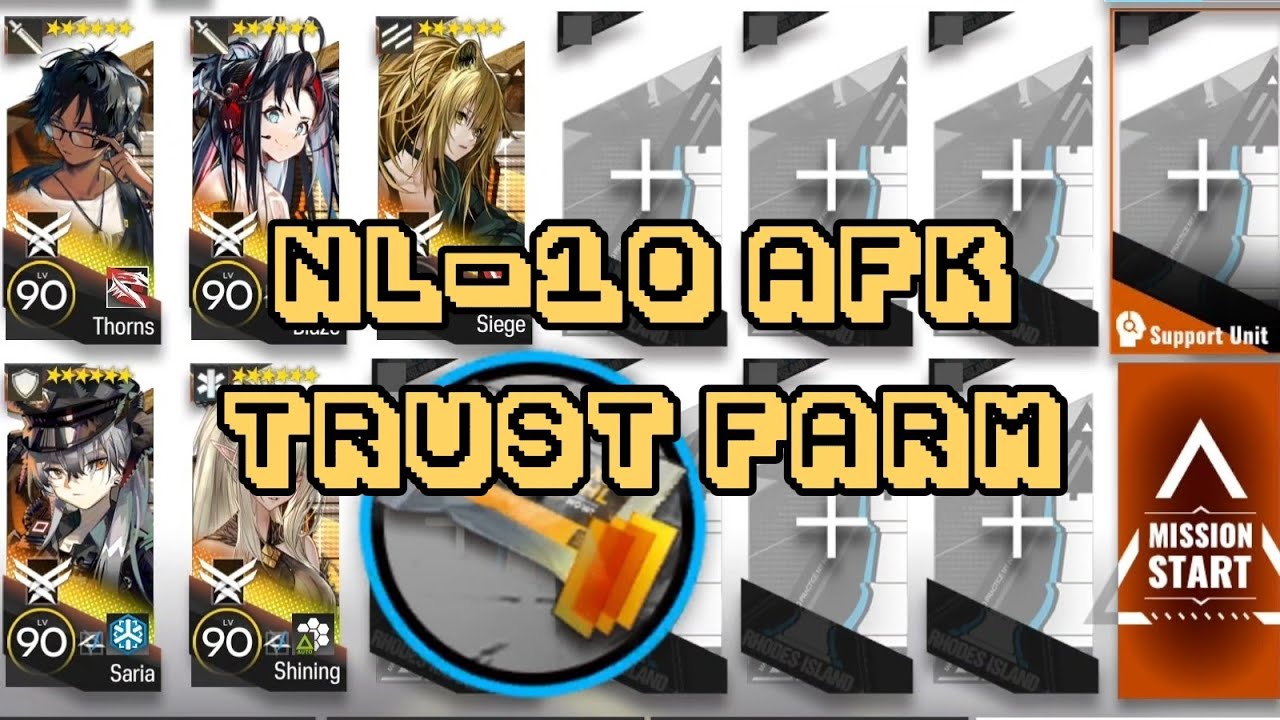 [Arknights] NL-10 AFK strat (5 OP Trust Farm)