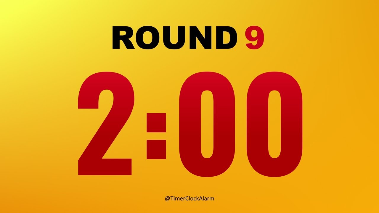 Таймер бокса 🔴 2 минуты x 9 раундов с перерывом в 1 минуту 🥊 (без музыки)
