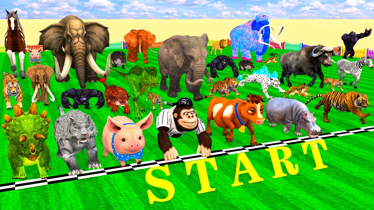 Incredible Animals  2026 Race vs Dinosaurs vs Prehistoric Mammals Speed Race Run: Who Will Win? ARBS