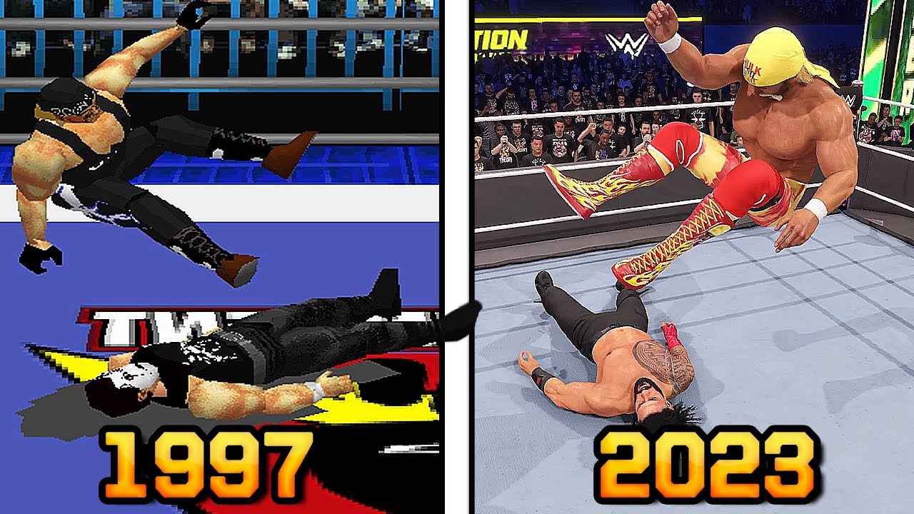 The Evolution of Running Leg Drop in WCW/WWE Games! - WWE 2K23