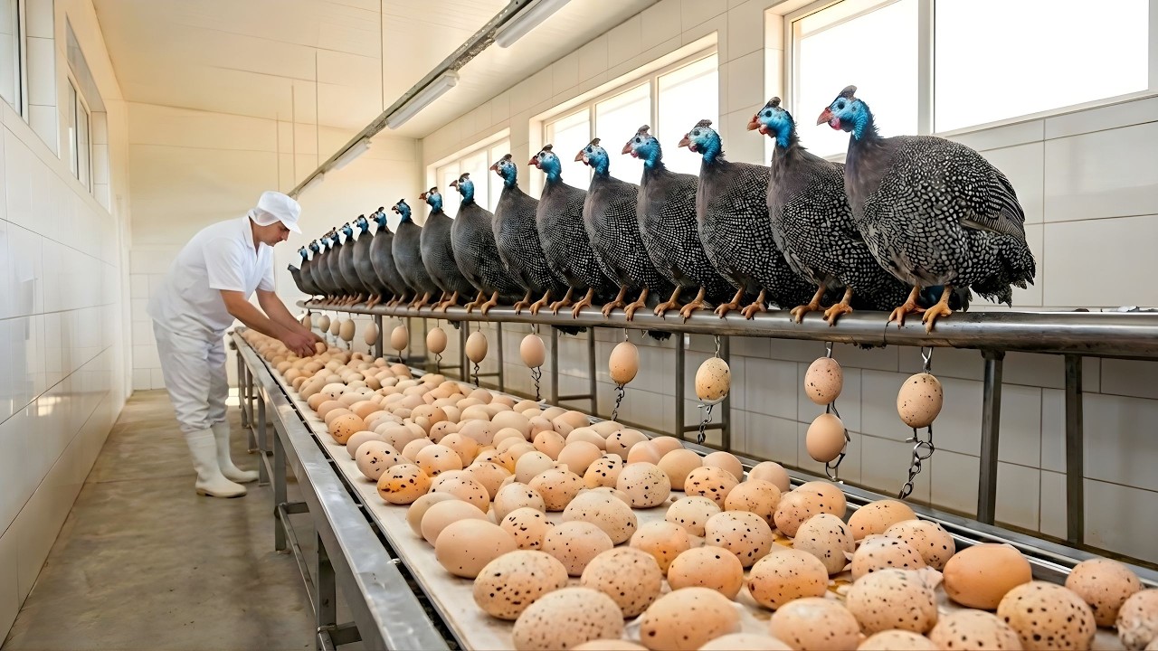 Inside a Massive Rare Guinea Fowl Mega Farm | Feeding, Breeding & Advanced Monitoring System