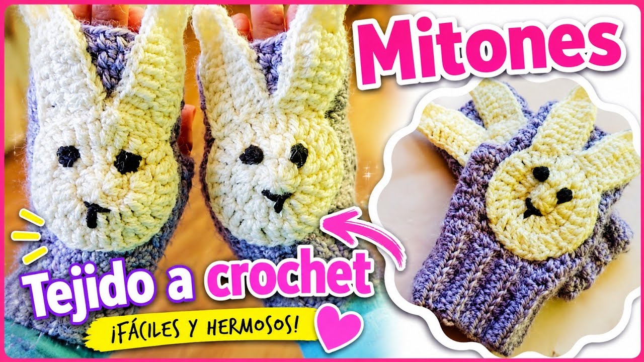 Mitones Con Conejito Para Niña A Crochet |Tutorial| |Paso A Paso|