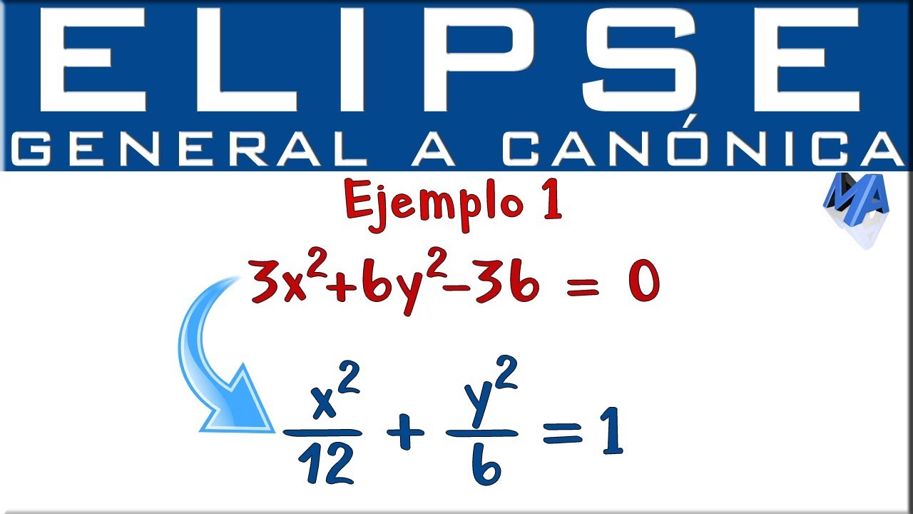 Elipse | Pasar de la ecuación general a la canónica - ordinaria | Ejemplo 1