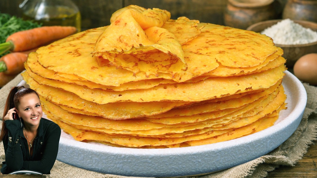 🥕🥟 Нежные МОРКОВНЫЕ БЛИНЫ на молоке Яркий завтрак за 10 минут! Люда Изи Кук, обед, ужин, завтрак