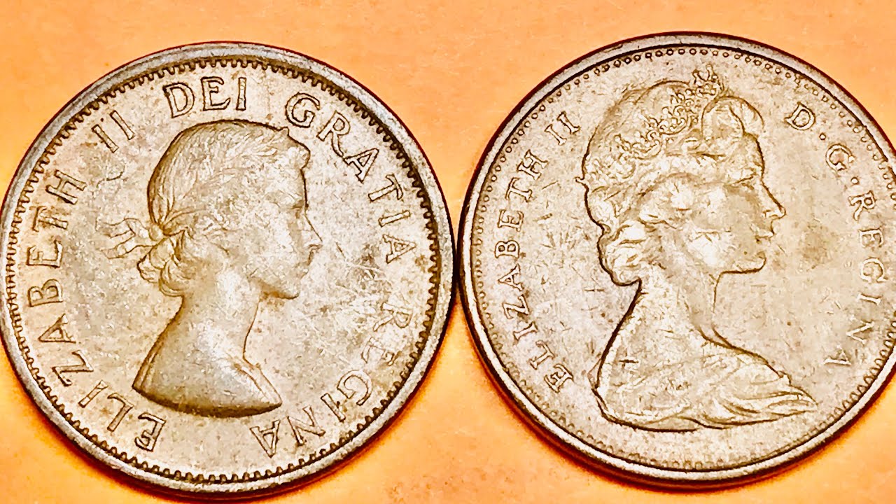 1 Cent QEII Coins Canada 1964 and 1965 - Canadian Penny Changes QEII Portrait
