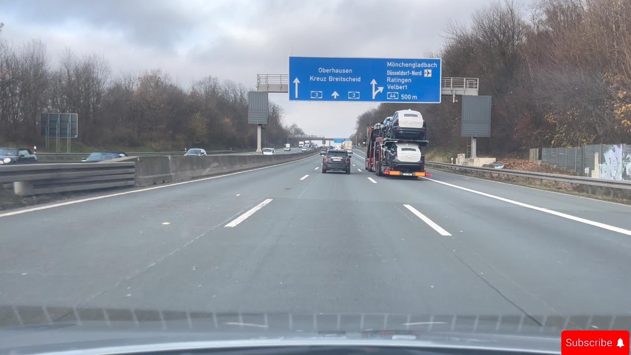 4k Relaxed Driving on the Autobahn A3 in Germany from Dusseldorf to Essen